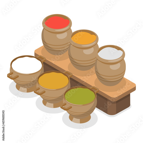 3D Isometric Flat Vector Illustration of Eastern Bazaar, Asian Street Market. Item 1
