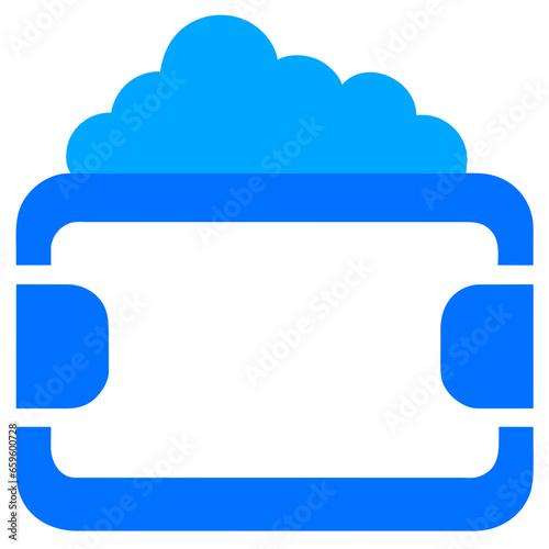 Illustration of a blue wallet with a cloud on a white background Generative AI
