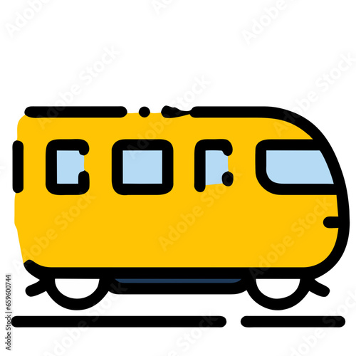 Yellow train icon, transportation related vector illustration with editable stroke. AI Generated photo