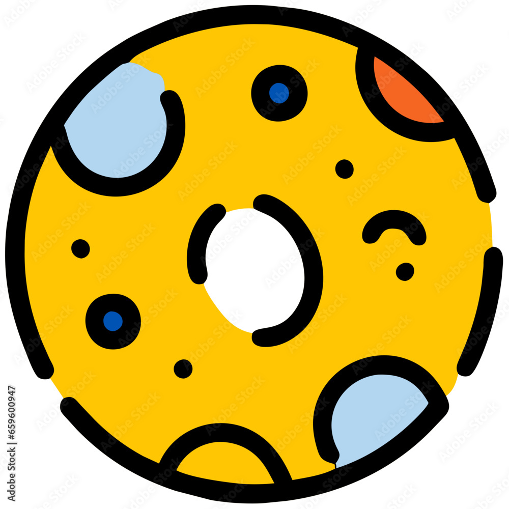Cartoon doodle illustration of moon in a flat style. AI Generated