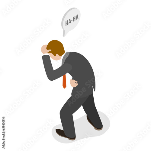 3D Isometric Flat Vector Illustration of Joke, Laughing People. Item 4