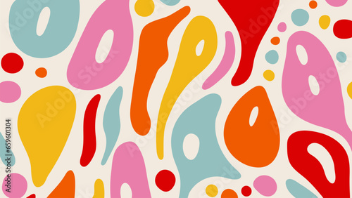 Vector abstract hand drawn shape pattern. Contemporary art background. Colorful collage backdrop with liquid organic forms