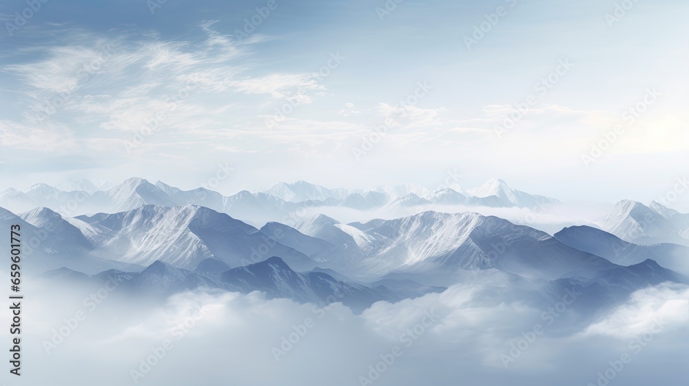 a view of a mountain range from a plane in the sky.  generative ai