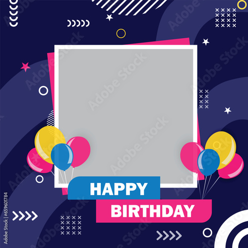 Vibrant Geometric Birthday  Social Media  Frame Templates for Social Media