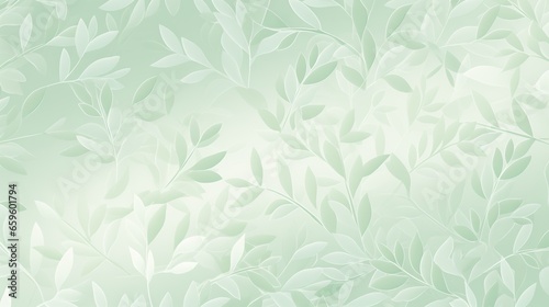  a green and white background with leaves and branches on it. generative ai