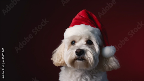 A doggie in Christmas decor. AI Generated