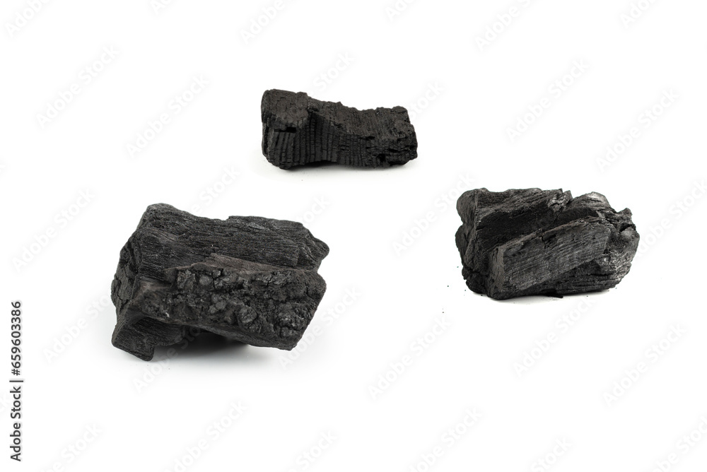 Black oak coal isolated on white background. Black oak coal isolated on white background.