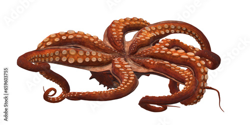 Octopus isolated on a Transparent Background