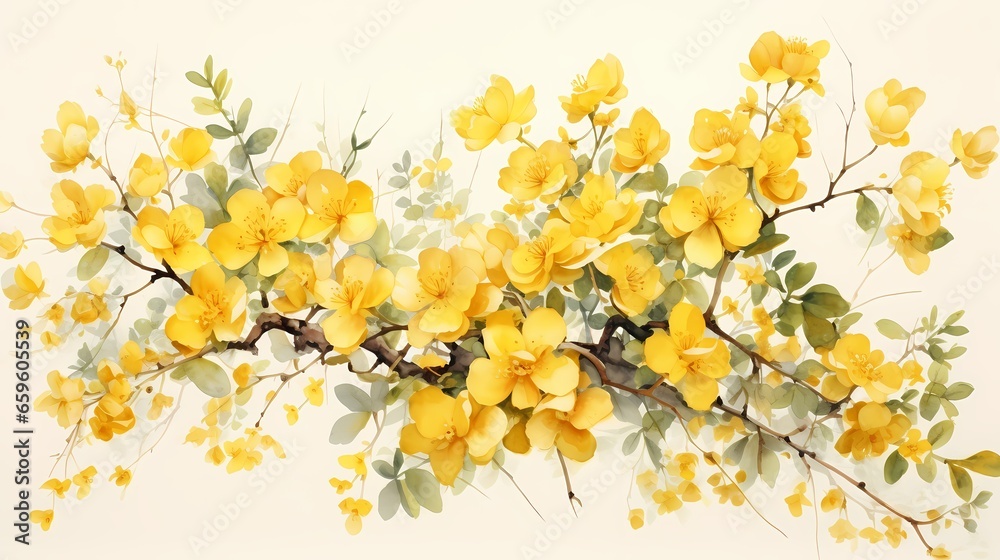 Yellow flowers on a white background.