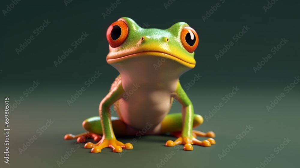 Quite cartoon frog character.Generative AI Quite cartoon frog character.Generative AI