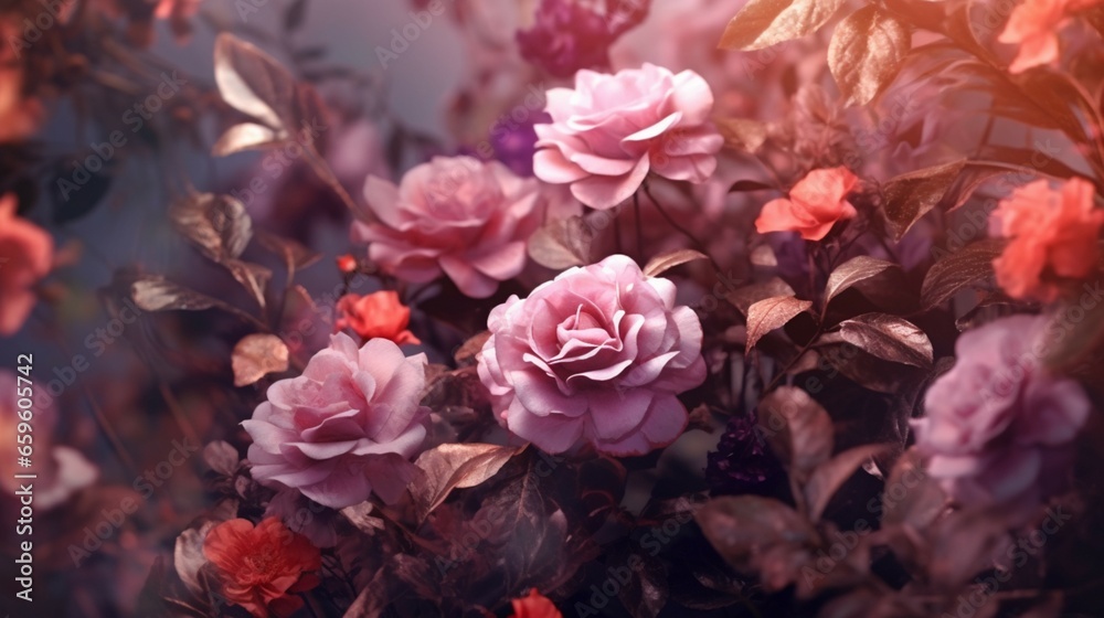 Romantic floral background.Generative AI