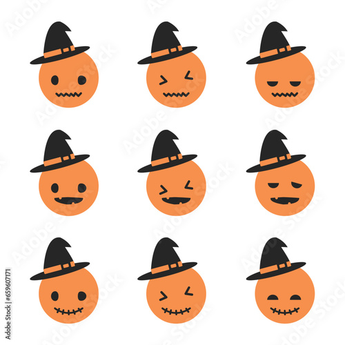 Halloween Witch Ghost Icon Set 