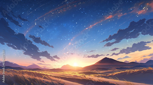 sky landscape phone background anime generative ai