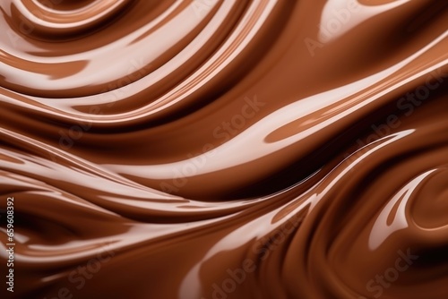 The wavy texture of chocolate or brown paint, top view.