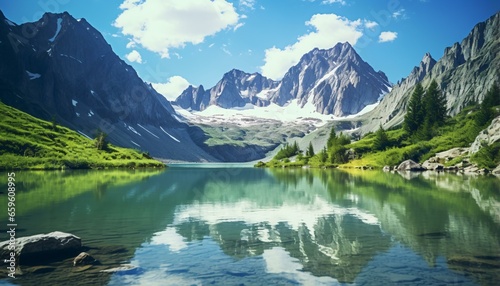 a lake surrounded by mountains