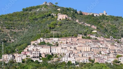 landscape of Alvito medieval town,nestled on the slope of Mount Marrone,part of the national park of Abruzzo, Lazio and Molise and of the Comino valley mountain community,in Frosinone,Italy photo
