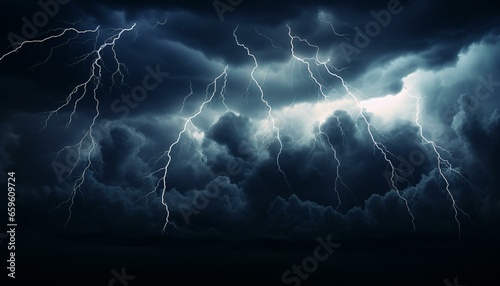 lightning striking a dark sky