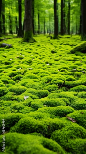 a green forest with moss