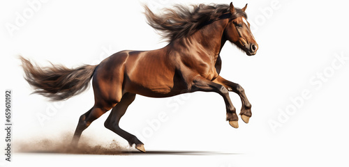 Canvas Print Horse galloping on a light transparent background
