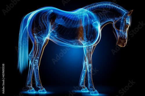 Horses hoof and leg structure X-ray background with empty space for text  photo