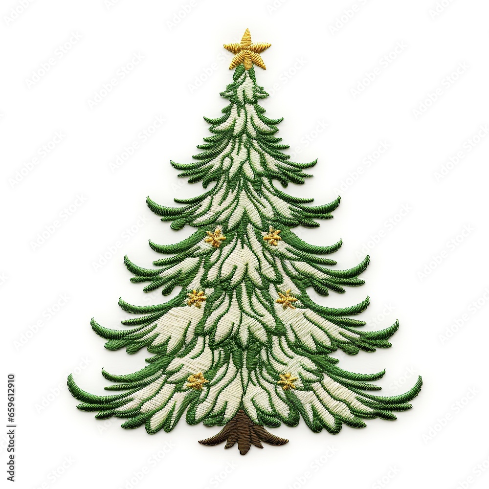 Festive holiday tree isolated on a white background.