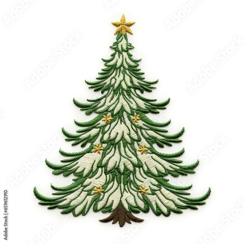 Festive holiday tree isolated on a white background. © Wander