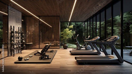 Home gym seamlessly blending with interiors. © ZUBI CREATIONS