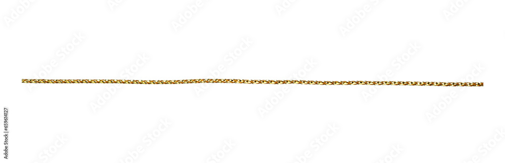 Golden string for design cut out on transparent background. Golden rope for Christmas ornament. - obrazy, fototapety, plakaty 