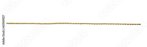 Golden string for design cut out on transparent background. Golden rope for Christmas ornament.