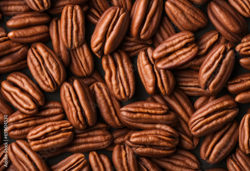 Pecan nuts background. Raw pecan nut banner, generated by AI photo
