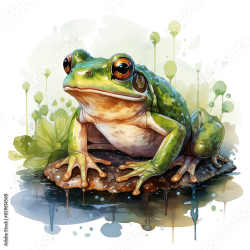 watercolor Frog clipart  generative ai