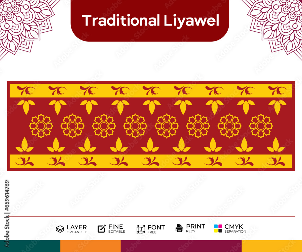 Sri Lanka Liyawel template design , Traditional illustration vector art editable