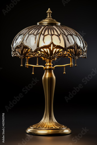 Retro brass table lamp showcasing beautiful design isolated on a gradient background 
