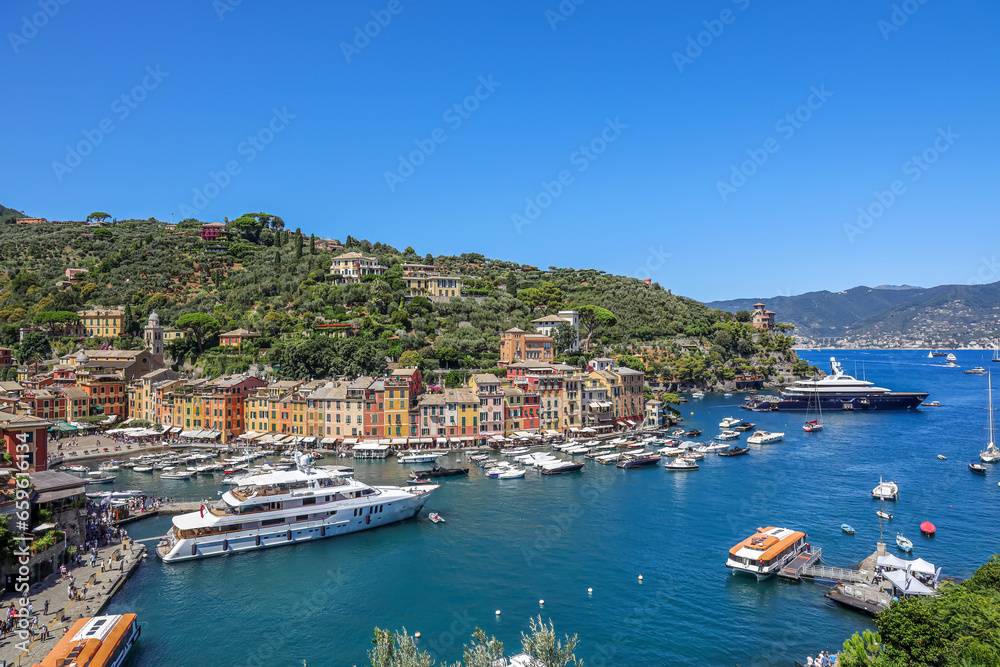 Portofino is a small, popular resort town on the Italian Riviera.The town is known for the colourfully painted buildings that line the shore.