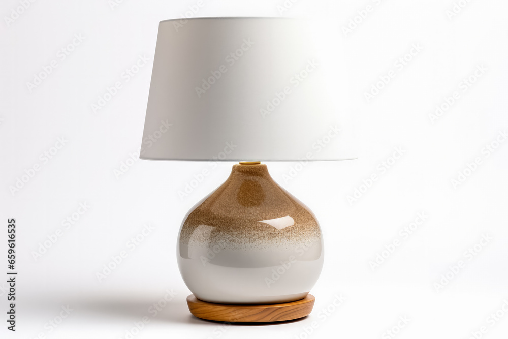 Modern ceramic table lamp with sleek design isolated on a white background Modern ceramic table lamp with sleek design isolated on a white background