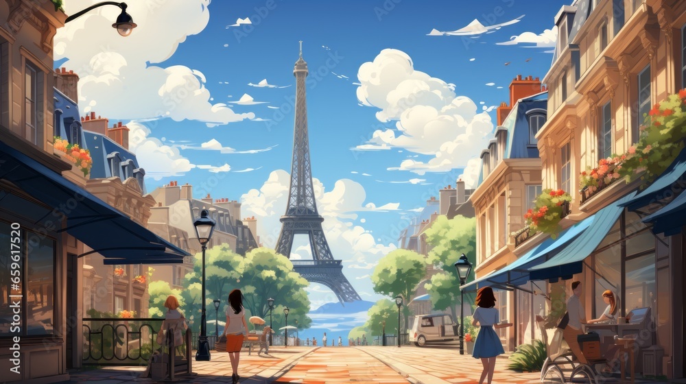 Fototapeta premium Woman exploring the streets of Paris