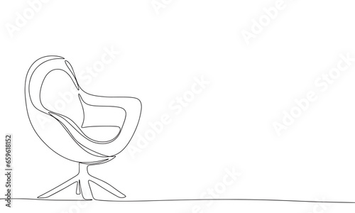 Armchair one line continuous. Modern armchair hand drawn outline. Modern chair couple line art. Vector illustraiton.