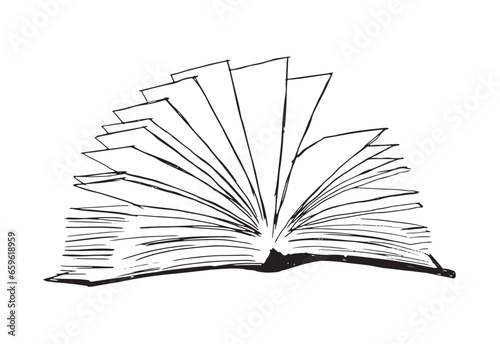 hand drawn book vector. pages of open book illustration