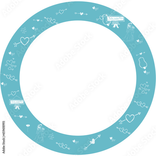 Round frame blue - weft designs love/wedding - ring - ideal for websites, emails, presentations, greetings, banners, cards, books, t-shirt, sweatshirt, prints, mug, Sublimation, Cricut	
