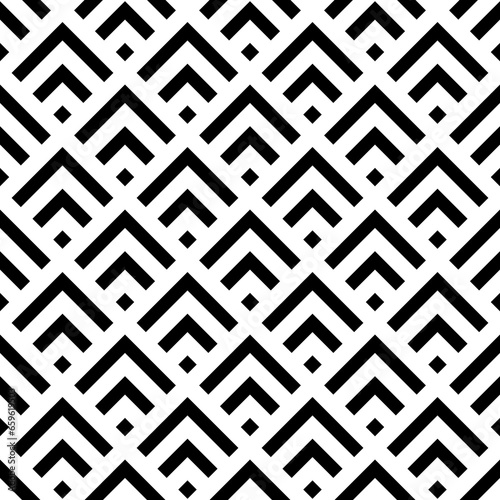 Seamless japanese mountains pattern. Repeated chevrons, angle brackets, diamonds background. Squama ornament. Scales image. Ancient window tracery motif. Digital paper for textile print. Vector art.