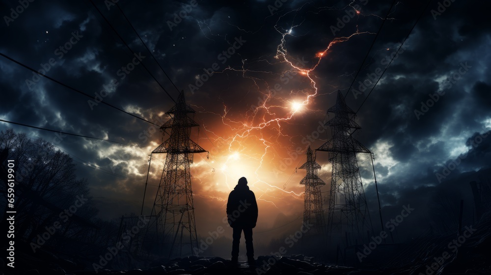 Fototapeta premium lightning ai generated