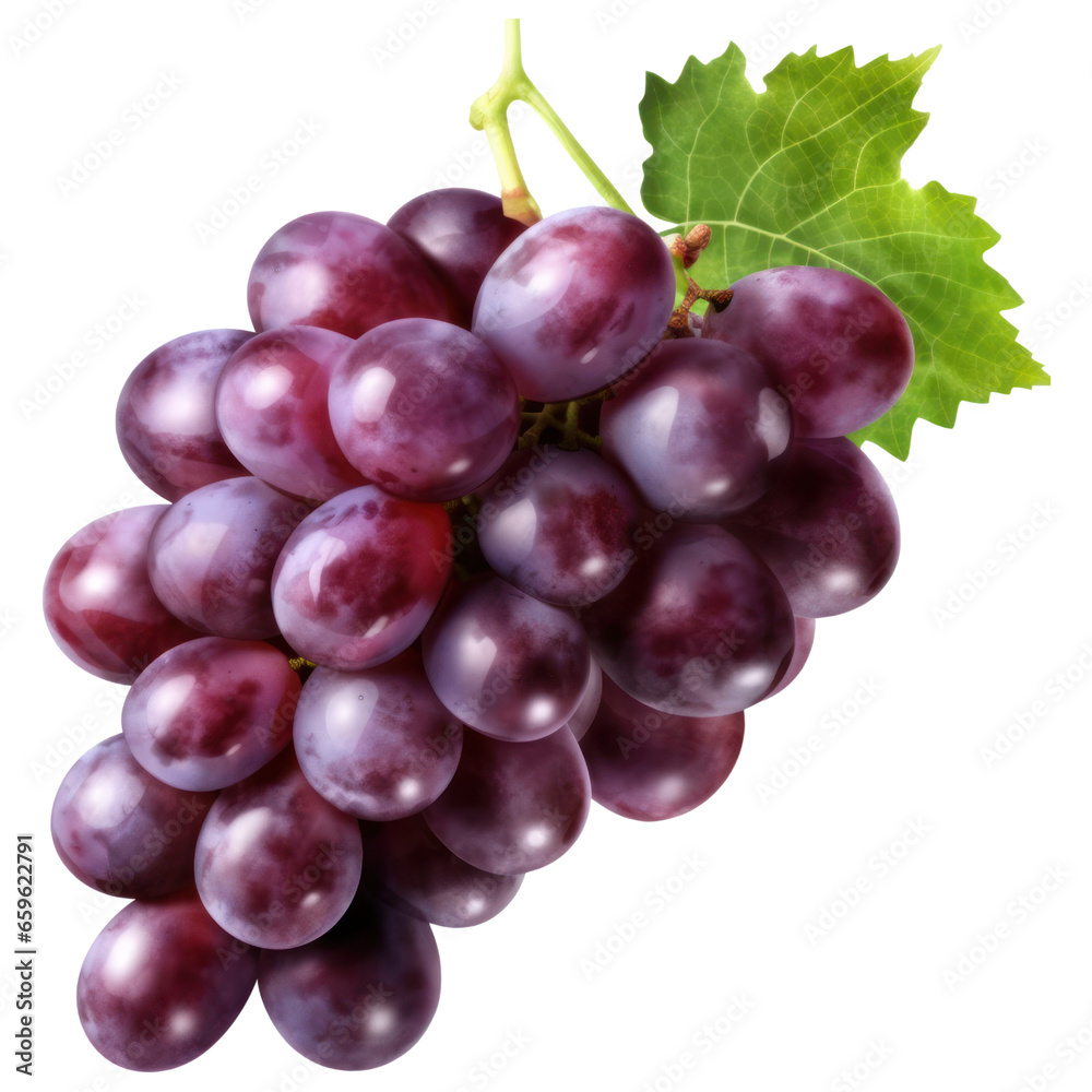 Grape isolated on transparent background, Fruit cutout. Generative AI