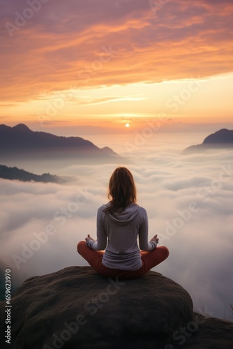 Woman sitting yoga pose on ...