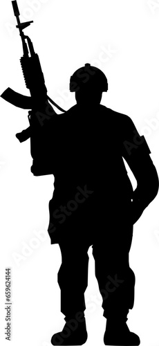 Vektor Silhouette - Soldat mit Maschinengewehr 