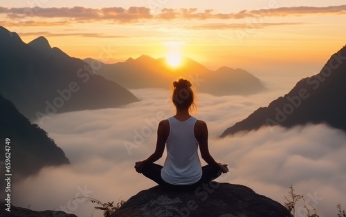 Woman sitting yoga pose on ...
