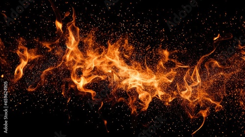 Detail of fire sparks isolated on black background 