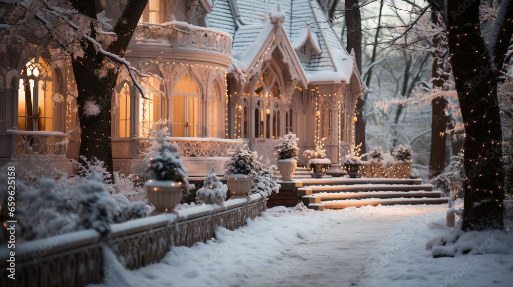 Fototapeta premium Castle like Home in Winter Wonderland 
