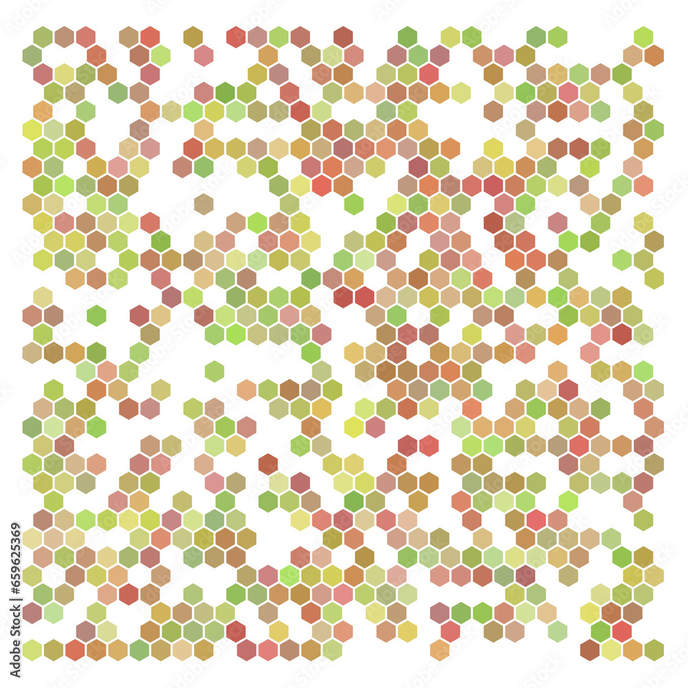 Colorful hexagons, halftone random background. Colorful hexagons, halftone random background.