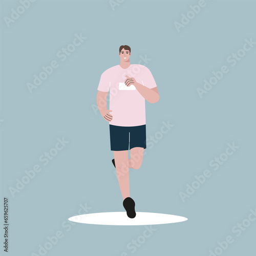 Vector Flat illustration, athlete engaged in sports running