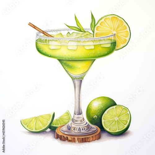 Colorful adult drink on white background.
